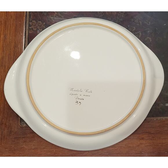 Sberna Deruta Italy Handpainted Arabesco Bird Serving Tray - Picture 7 of 7